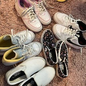 Clearing out kids closet. Multiple pairs, 3 pairs of Nike and 2 pairs of vans.